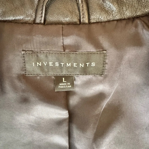 Investments Genuine Lamb Leather Long Sleeve Point Collar Zip Front Jacket - Picture 10 of 11